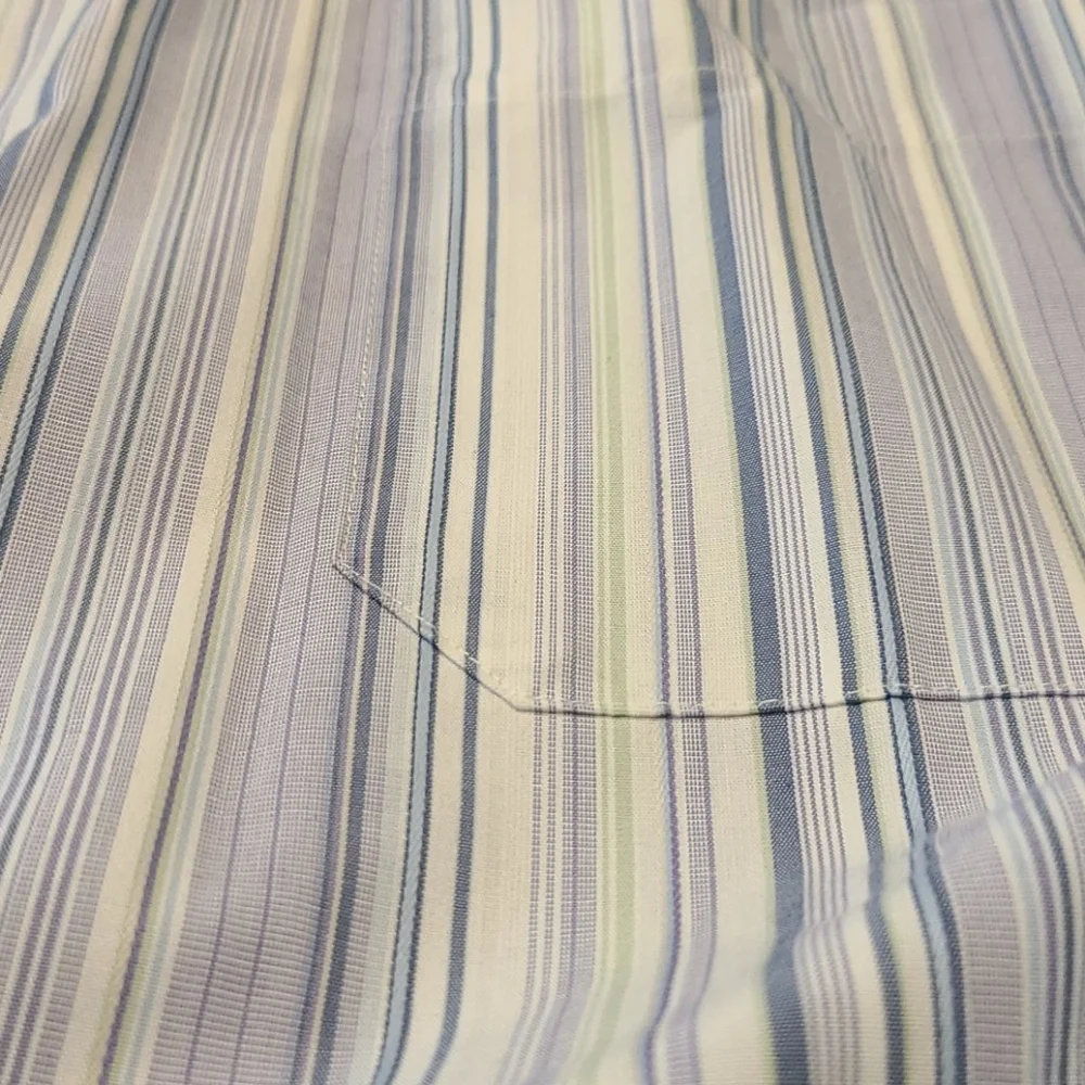 Kenneth Roberts Platinum Mens Button Up Dress Shirt XXL Striped Purples - Picture 2 of 4